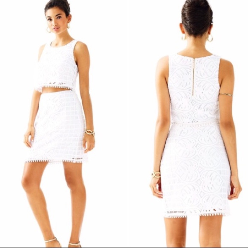 Lilly Pulitzer White Lace Reid Skirt Set